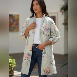 Vintage Ivan Montesi Kimono-style coat 3/4 puffed sleeves Bright floral print